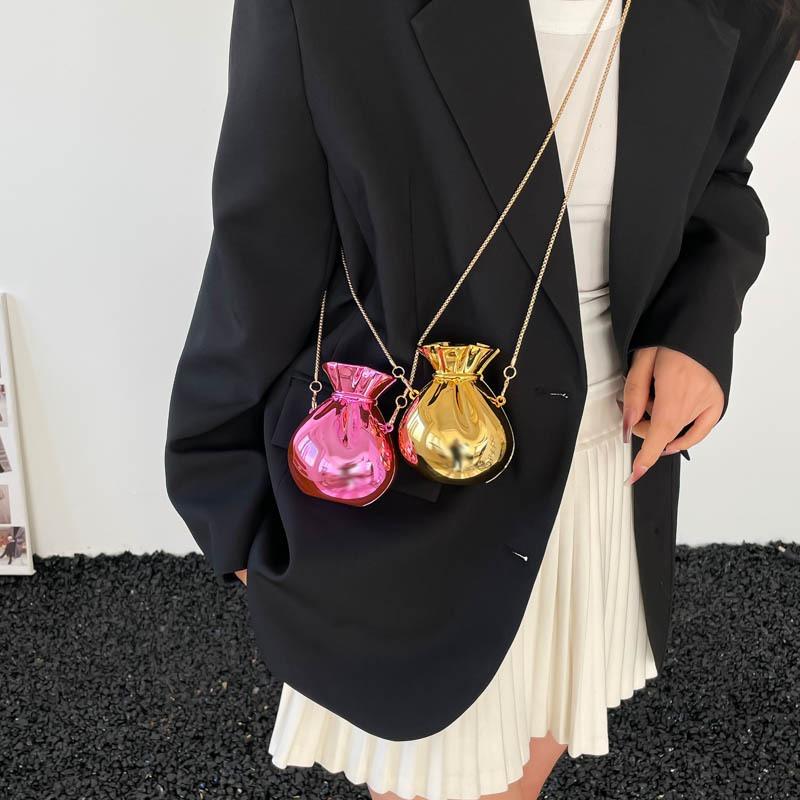 New lucky small gold bag acrylic bag shiny money bag chain crossbody mini bag