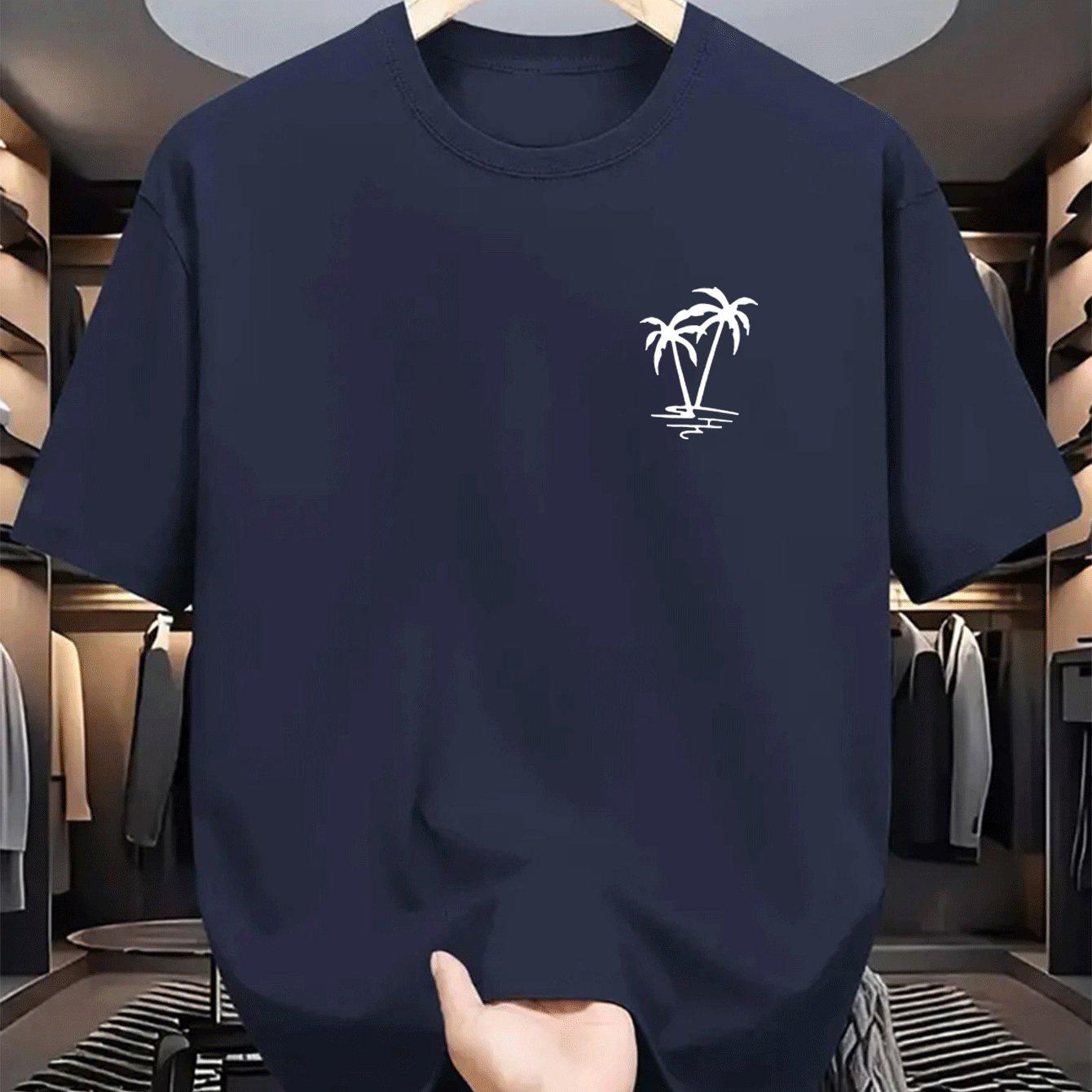 

Мужская летняя модная повседневная футболка с принтом кокосовой пальмы из 100% хлопка, спортивный топ с круглым вырезом и короткими рукавами 4XL