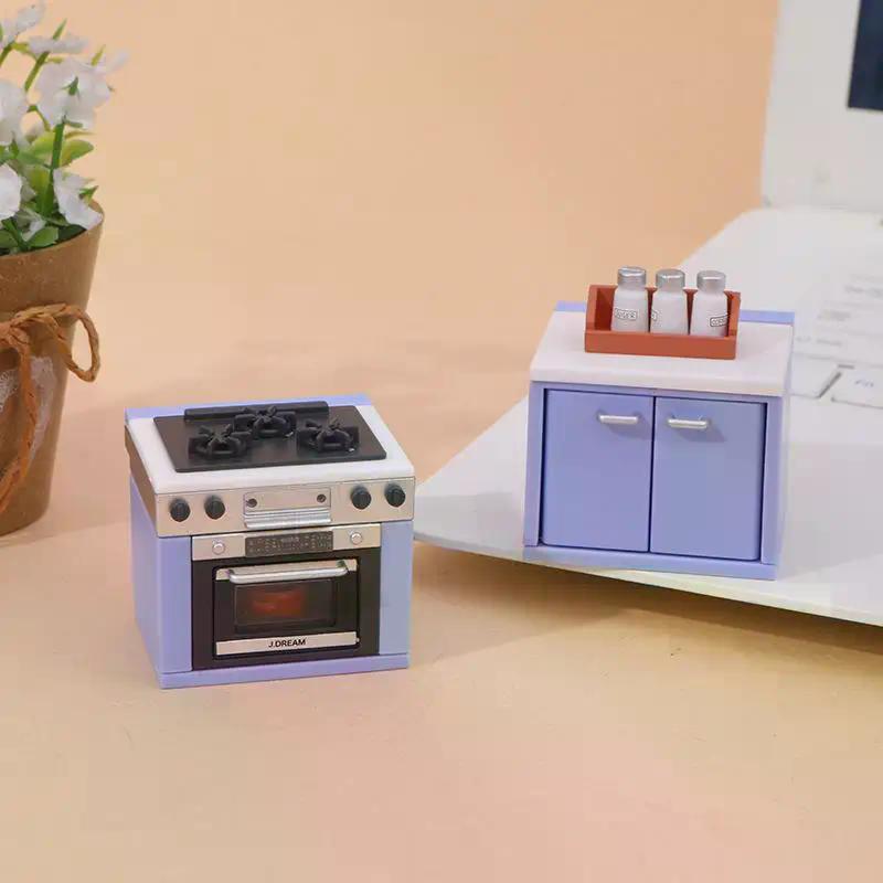 1 Set Dollhouse Simulation Mini Kitchen Utensils Gas Stove Model Scene Decoration Dolls House Miniature Kitchen Accessories