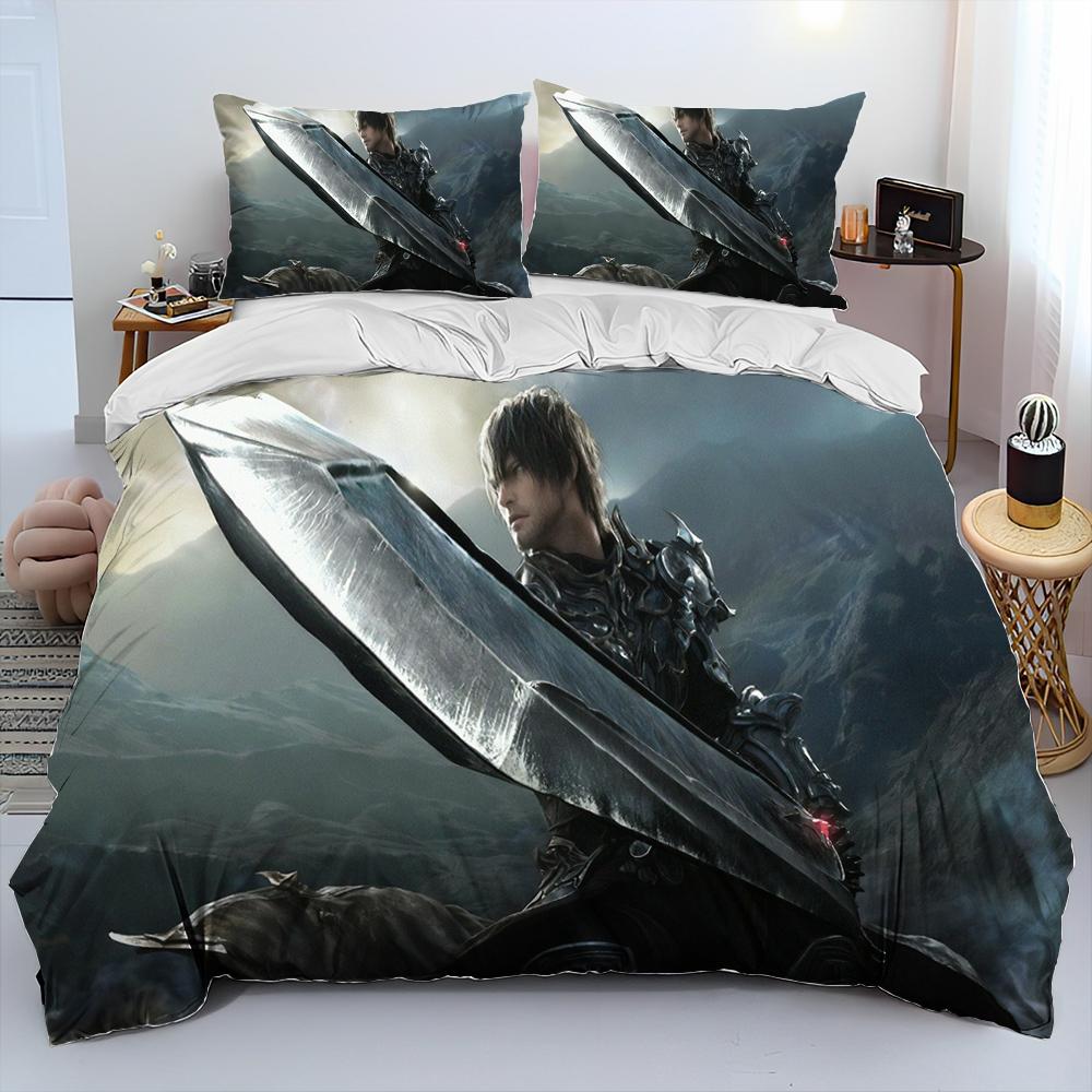 Final Fantasy Series Games Cartoon Comforter Bedding Set,Duvet Cover Bed Set Quilt Cover Pillowcase,king Queen Size Bedding Set