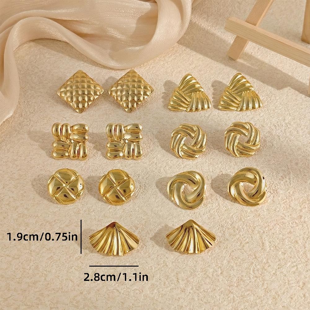 Chunky Gold Earrings Vintage Gold Statement Stud Earrings for Women Lightweight Trendy Knot Geometric Dangle Drop Earring Jewely