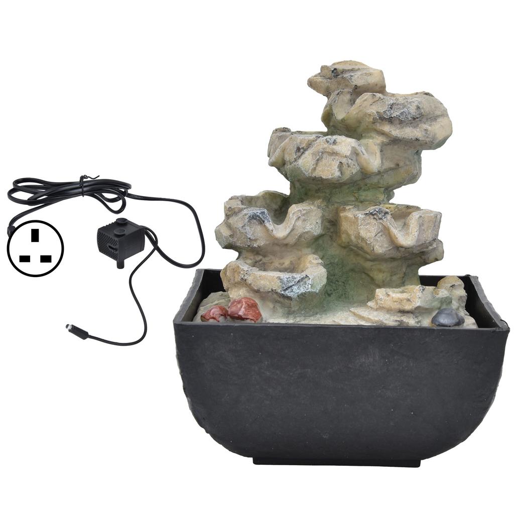 Indoor Fountain Ornament with LED Light Home Office Tabletop Resin Feng Shui Decoration CraftUK