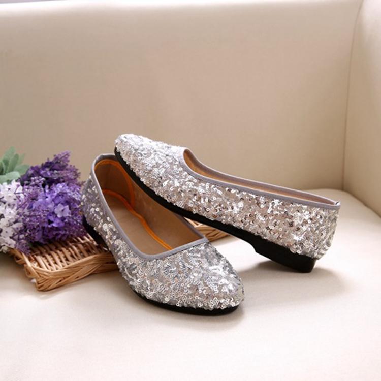 Cloth Shoes for Women Fashionable Sequins Flat Bottomed Women's Singles Mother's Shoes Flat Heels Lightweight Women's Shoes