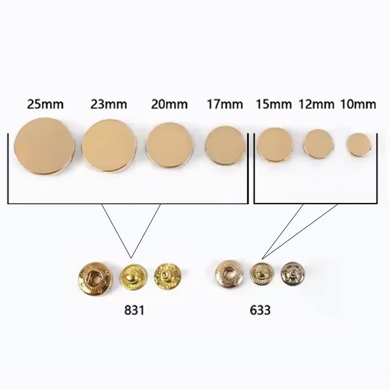 10Sets Meetee Metal Snap Buttons for Bag Coat 10-25mm Fasteners Press Button Clothes Decor Golden Buckles DIY Sewing Accessories