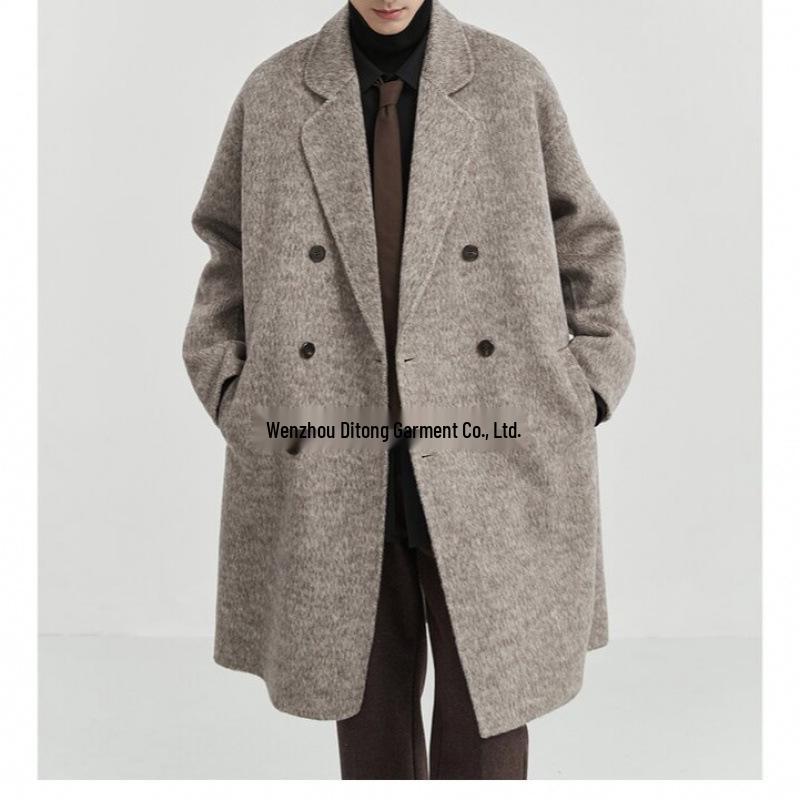 Men's Mid-Length Double-Sided Wool Coat: New Stylish Thickened Korean Winter Design