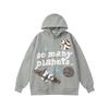Mens Oversized Hoodie With Retro Moon Print Streetwear Sweatshirt Winter