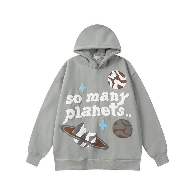 Mens Oversized Hoodie With Retro Moon Print Streetwear Sweatshirt Winter