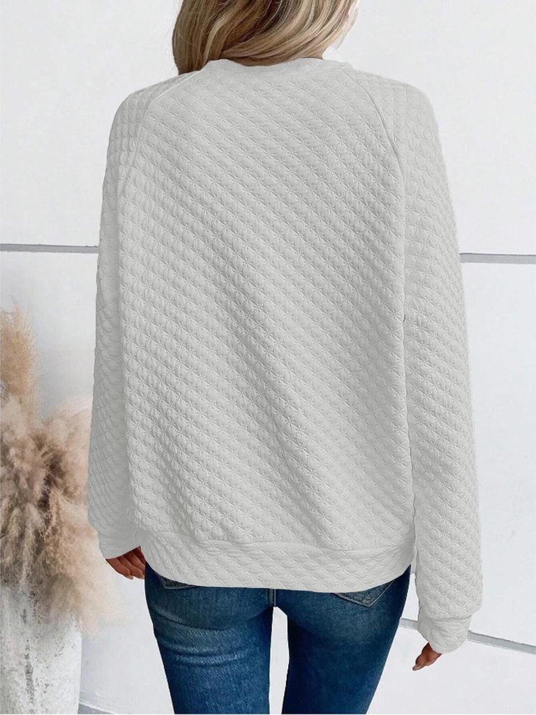 2025 Autumn/Winter Women's Solid Deep V-Neck Patchwork Long Sleeve Casual Sweatshirt