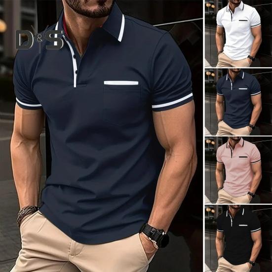 

Мужская летняя рубашка с короткими рукавами, приталенная сплошная цветная пуговица, отложной воротник, нагрудный карман, мягкий дышащий пуловер, повседневный деловой топ, гольф, теннис L белый