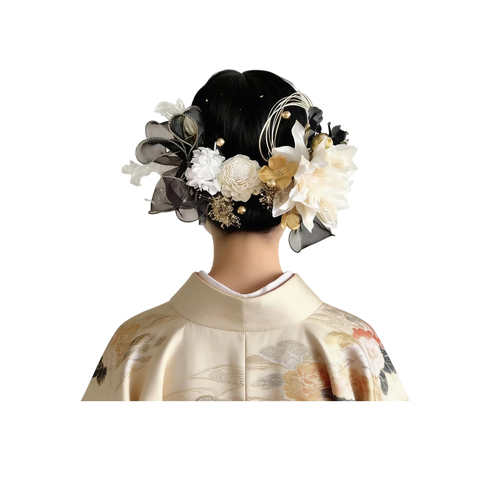 

Hair accessories for Coming-of-Age ceremonies, Japanese traditional clothing, DIY head accessories, dahlias, dried flowers, mizuhiki (decorative
