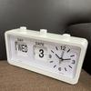 Classical Retro Mechanical Alarm Clock with Manual Flipped Calendar Date Day Time Display for Living Room or Office