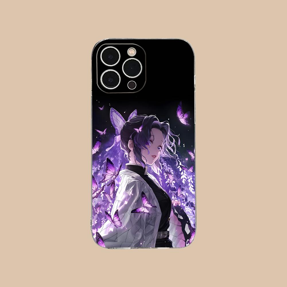 Demon Slayer Shinobu Kocho Phone Case for iPhone 16 15 14 13 12 11 X XR XS 8 6 Pro Max Plus Mini Clear Colour Protective Cover