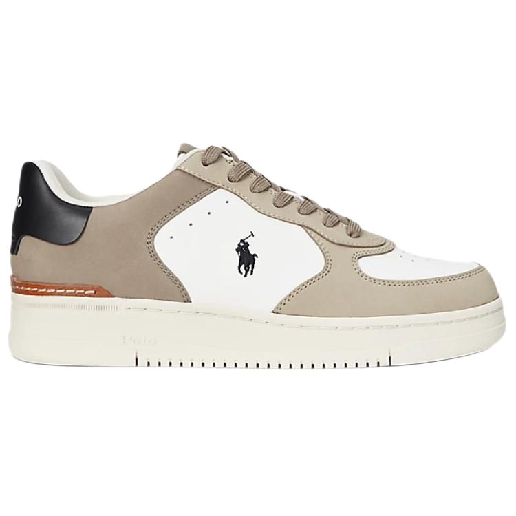 Polo Ralph Lauren Masters Court Leather Round Toe Lace-Up Flat Low-Top Sneakers Men sneakers Light-Brown 100037264TONAL-MILK