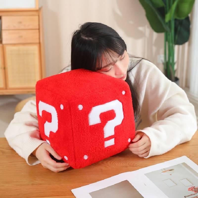Mario Question Mark Box Plush Toy Cartoon Stuffed Doll Room Sofa Gift Decoration