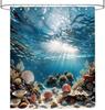 Nautical Coastal Shower Curtain, Ocean Themed Shell Coral Underwater Shower Curtain for Bathroom, Tropical Beach Coastal Sea