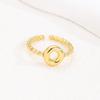 Adjustable 18K Gold Bubble Beaded Open Ring with 26 Alphabet Options