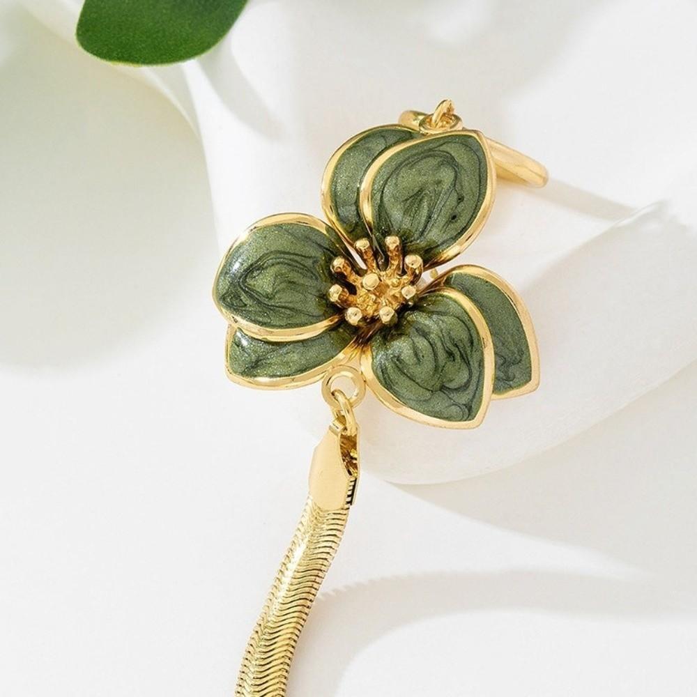 Adjustable OT Buckle Flower Pendant Anklet Snake Bone Chain Multi Petal Oil-Dripped Foot Chain Vibrant Floral Gold Beach Jewelry