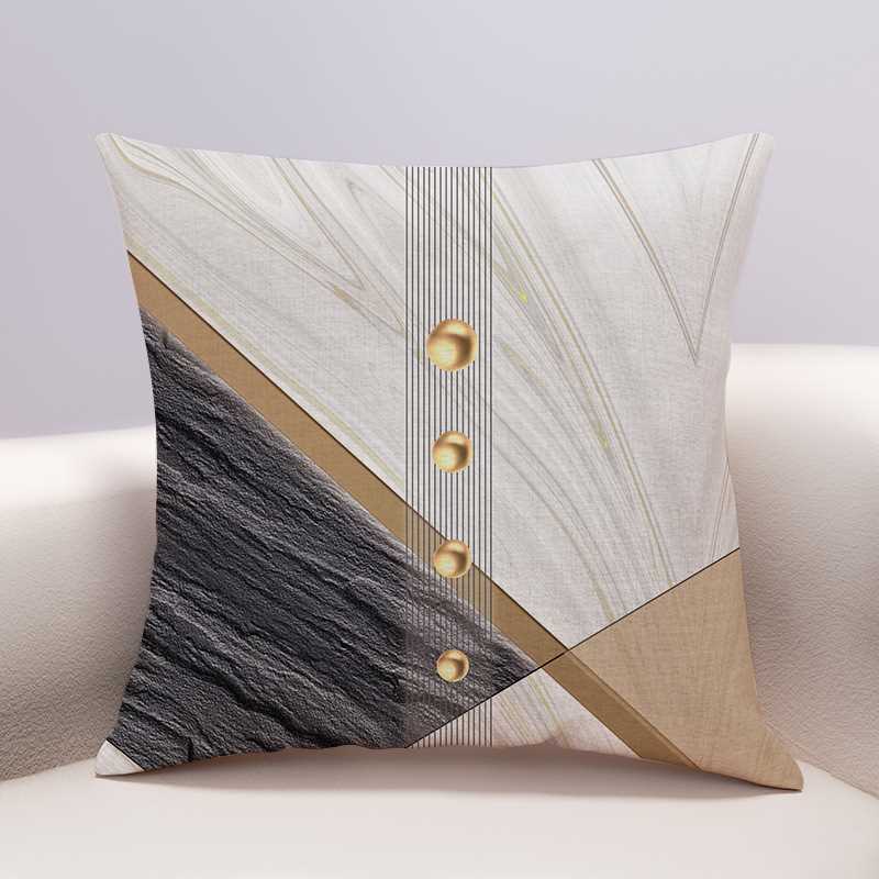 Sofa Cushion Geometric Abstract Cotton Linen Cushion Living Room Large Backrest Pillow Cover with Core