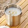 3L 304 Stainless Steel Camping Bowl with Folding Handle Portable Outdoor Hiking Backpacking BBQ Picnic Travel Cooking Pot Cookware Dishware