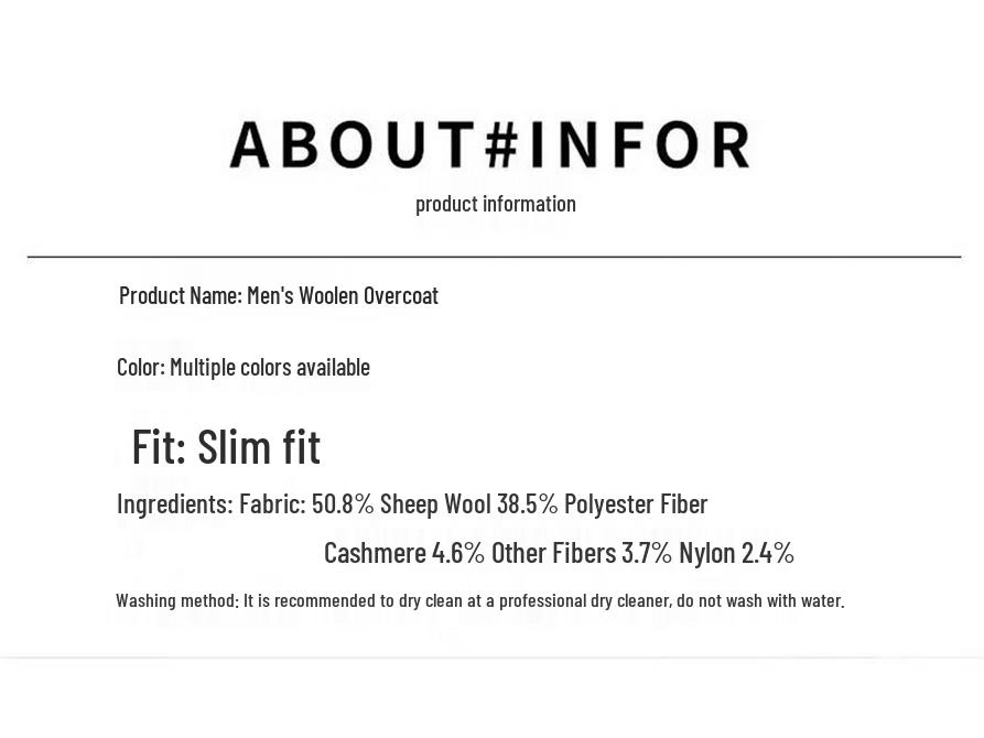 Luomeng Men's Mid-Length Wool Blend Business Casual Winter Coat