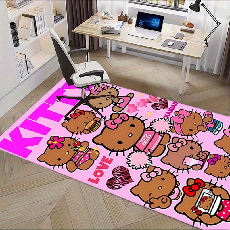 Office Rug Hello Kitty, Kawaii Anti-Slip Rug, Machine Washable for Living Room, Bedroom, Office, Multiple Sizes, Bedroom Mat, Decorative Mat, Durable