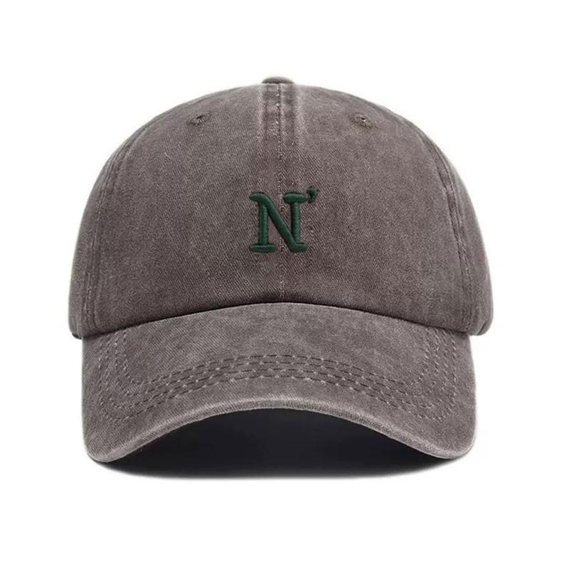 

N Unisex Baseball Cap Distressed Fashion Dad Hat Casual Streetwear Outdoor Cotton Washed Vintage Snapback Embroidered Letter