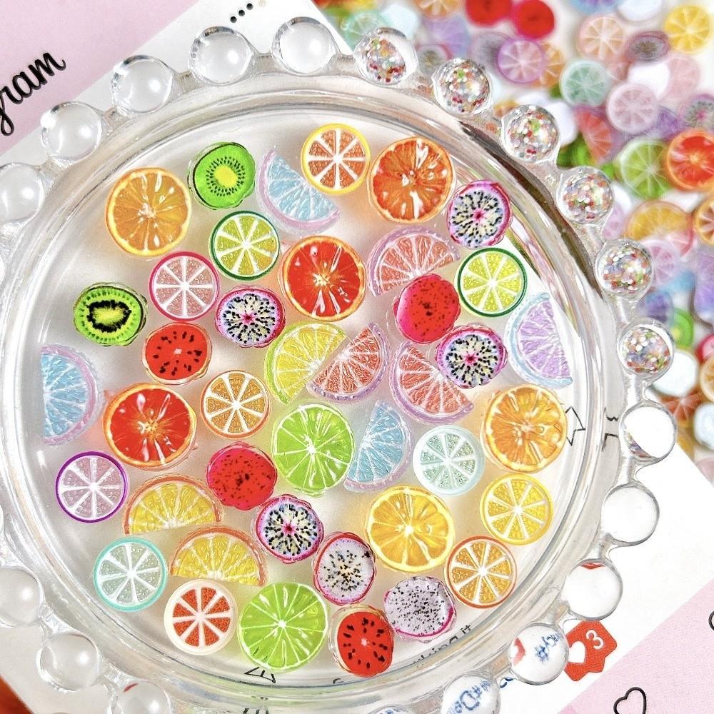 30Pcs/Bag Cute Resin 3D Nail Art Charms Orange Shape Kiwi Shape Fruit Nail Charms Lemon Shape Resin Nail Charms Manicure