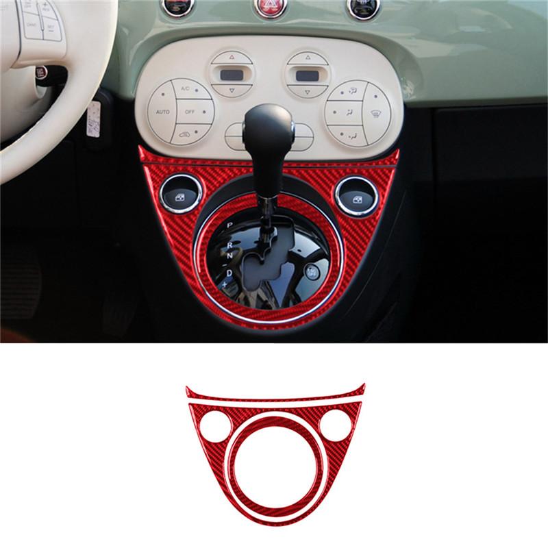 

Carbon Fiber Car Gear Control Panel Trim Cover Decoration Sticker For Fiat 500 2012-2015 Car Styling Accessories красный