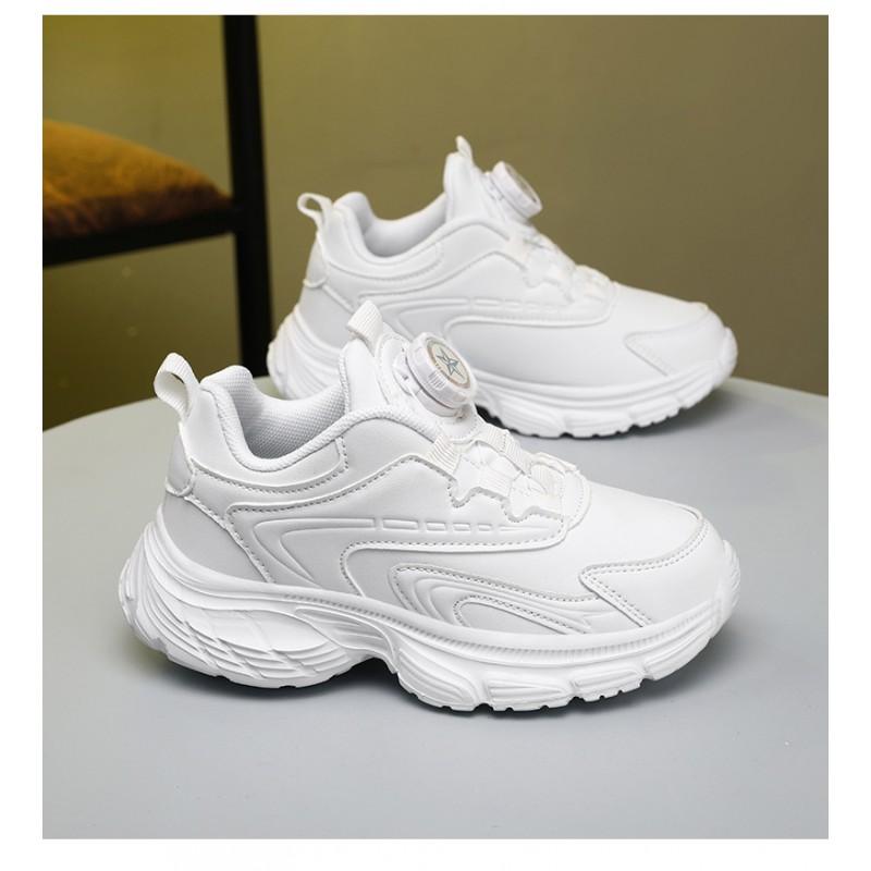Kinder Weiß Schwarz Sneaker Schulsport Tanz Laufschuhe Mit Drehverschluss