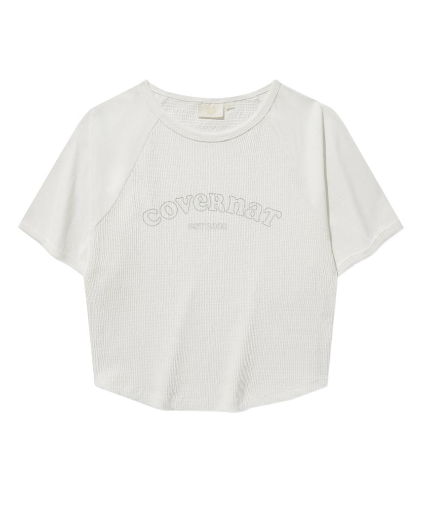 COVERNAT WOMAN Baby Fit Arch Cooper Logo Shirred T-Shirt White