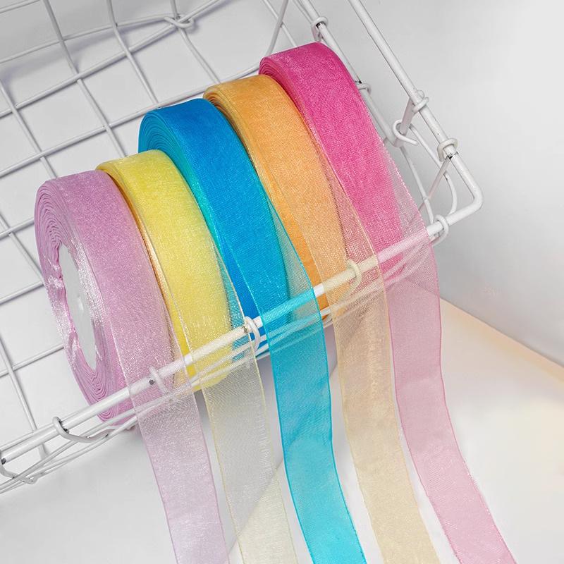 1.5cm Transparent Snow Yarn Ribbon for Gift Wrapping, DIY Crafts, Hair Accessories, and Chiffon Projects.