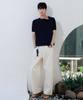 NODU Shoulder Button Raglan Crop Half Knit [Navy]