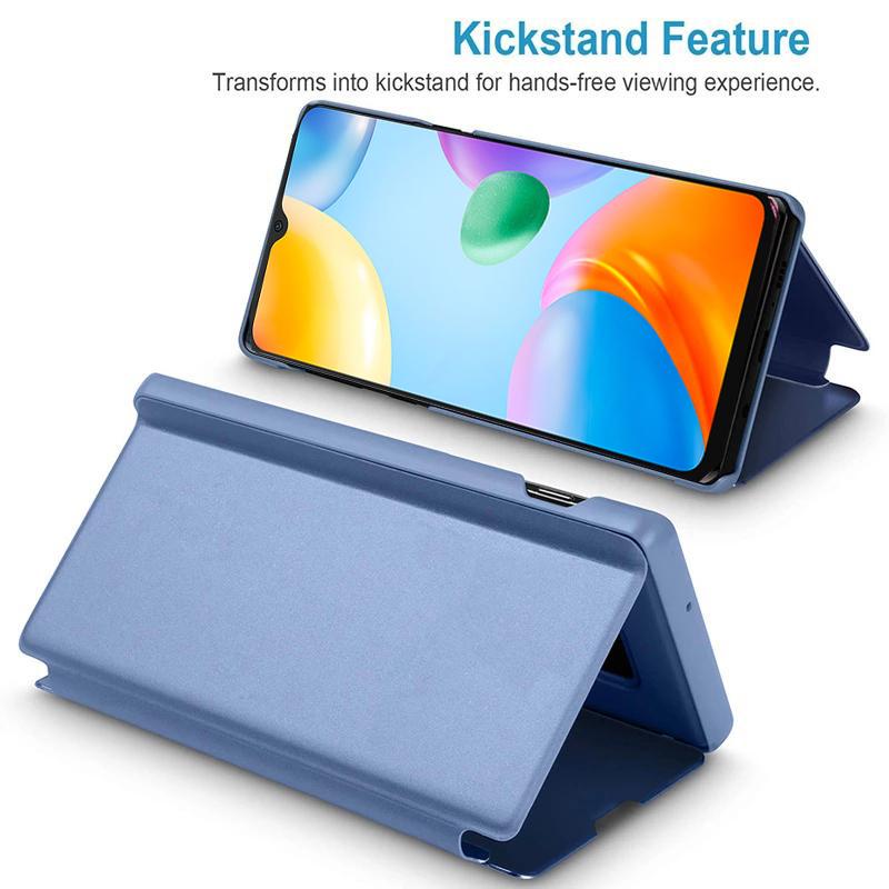 Clear View Mirror Flip Stand Phone Case For Xiaomi Redmi 10C Cases Cover For Xiomi Redmi 10C 10 C 6.71inch Redmi10C
