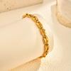 18k Gold Plated Stainless Steel Chain Bracelet for Women Non-tarnish, Adjustable Statement Geometric Link Jewelry Gift