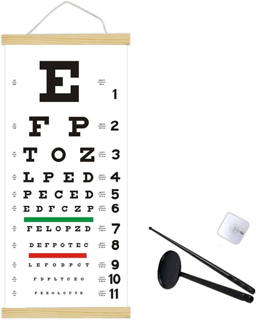 3-teiliges Set 20-Fuß Holzrahmen Sichtprüfkarte Weiß inklusive Zeigestange und Augenmaskenplatte