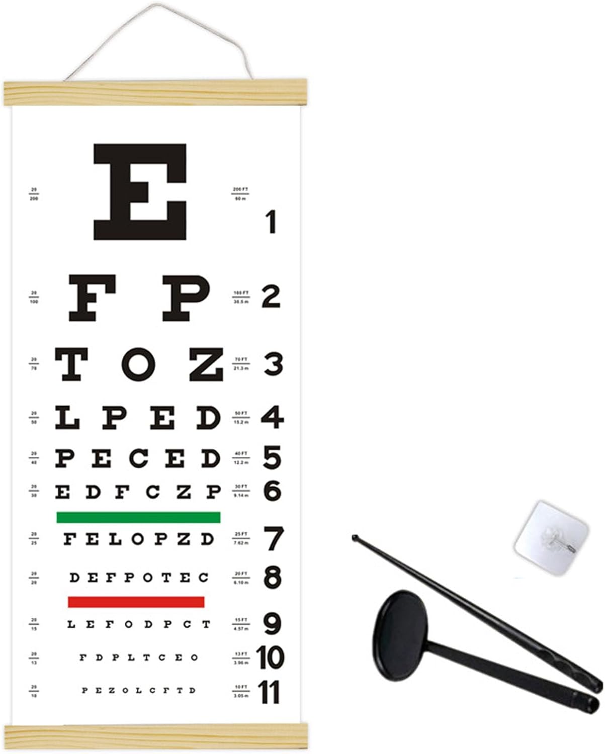 3-delige set van 20-voet houten frame visuele inspectiekaart Wit inclusief indicatiestok en oogmaskerplaat
