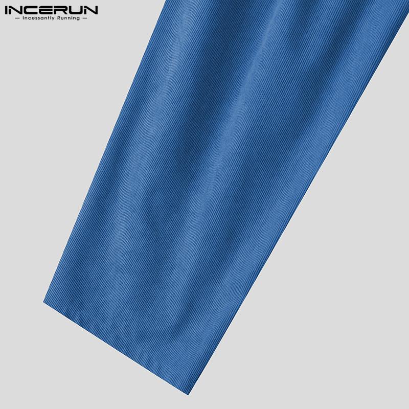 INCERUN Pánské vícekapsové bandážové zapínání na zip v pase Texturované jednobarevné harémové kalhoty