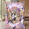 Kittens and Butterflies Theme blanket Lightweight Warm Flannel Blanket Decorative Throw Blanket for Home Decoration