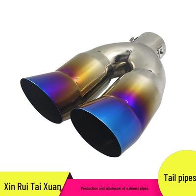 Mirror Black Stainless Steel Dual-Outlet Exhaust Pipe for 6.2cm Diameter