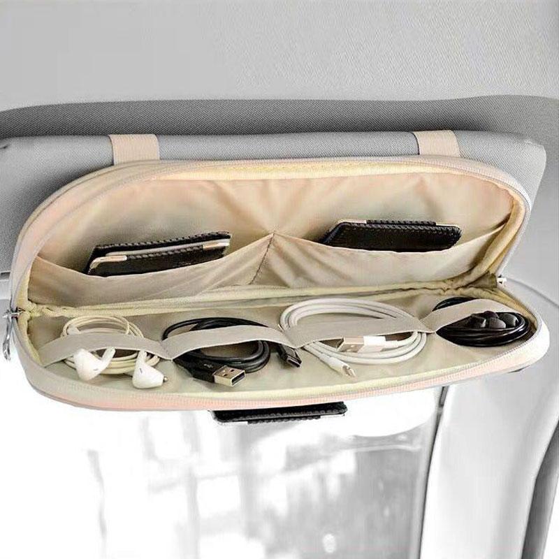 2026 Hot Car Sticker Car Sun Visor Organizer Textured Suede 2-Layer Storage Bag for KIA sportage ceed sorento cerato optima pica