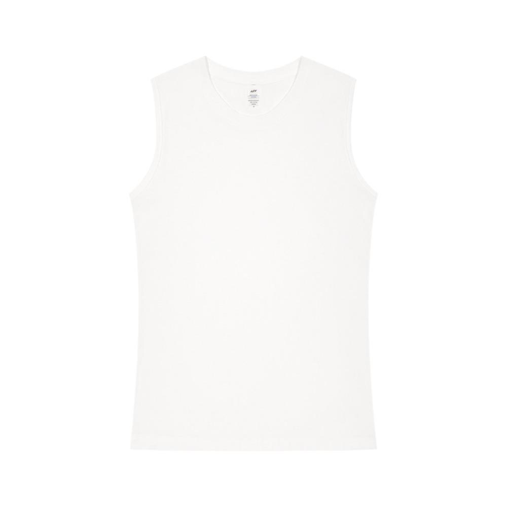 Summer 100% Cotton Men's Vest Casual Wide Shoulder O-Neck Sleeveless Tops Universal Solid Color Sports Fitness Loose Tank