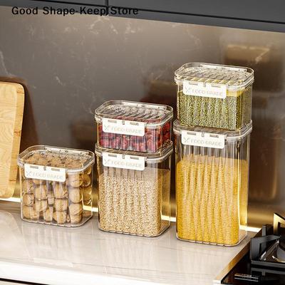 PET Stackable Air Tight Pantry Storage Canister Airtight Food Storage Container Lid Sealed Kitchen Organizer Baking Essentia
