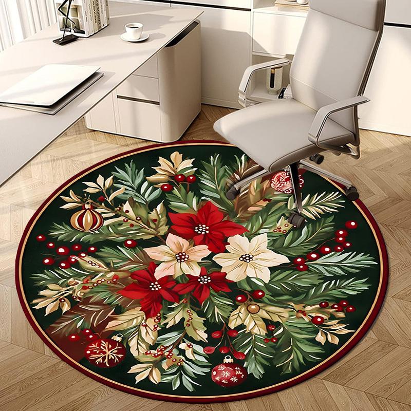 1pc Office Carpet Chair Mats Christmas Floral Arrangement Perfect for Decorating Office Chairs, Living Rooms, Or Bedrooms