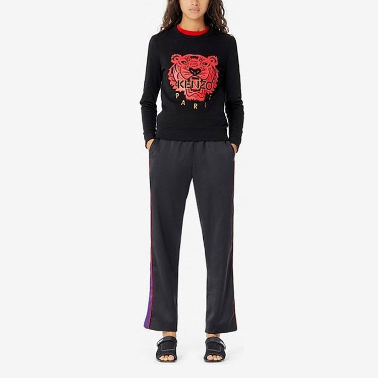 (WMNS) KENZO Tiger Head Cozy Round Neck Long Sleeves Hoodie Black Women's FA52SW7054Z5-99