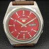 VINTAGE SEIKO 5 AUTOMATIC JAPAN MENS RED COLOR DIAL WATCH a709102-1