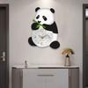 Panda Wall Clock Cartoon Large Creative Silent Wooden Lovely Animal Ornament for Office Dining