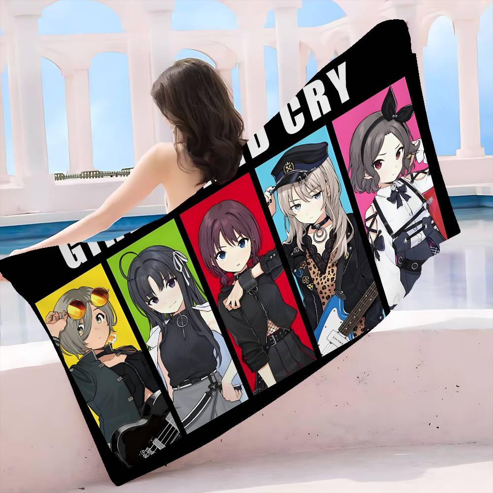 Anime G-Girls Cool Band Cry Microfiber Beach Towel Absorbent Quick Dry Soft Yoga Swimming Resort Mountain Climbing Towel