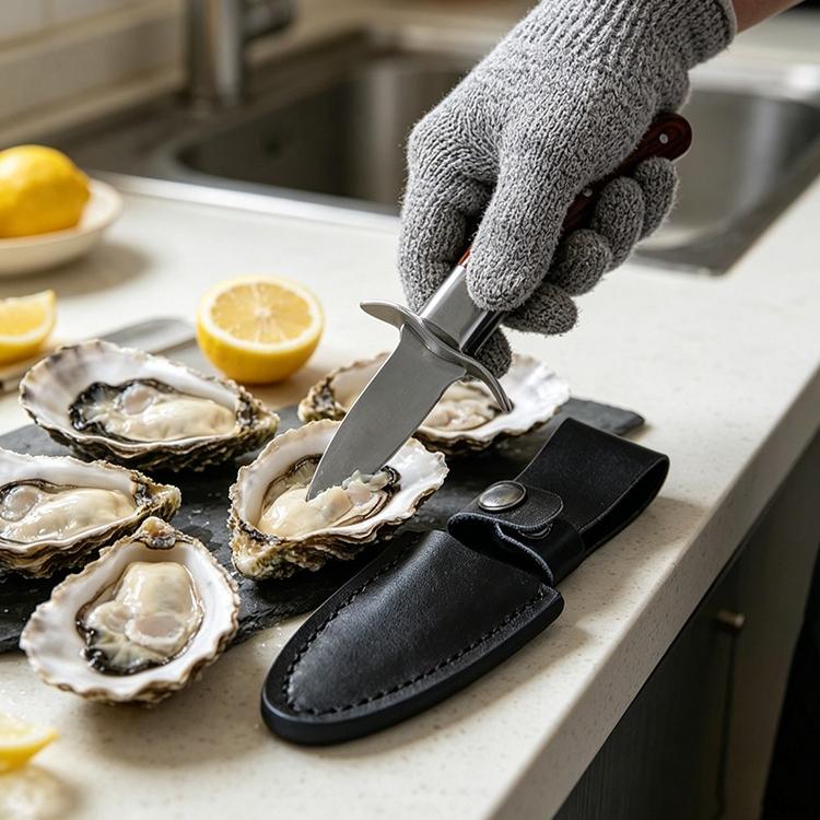 Cuchillo Profesional para Ostras, Herramienta Abridora de Mariscos de Acero Inoxidable de Alta Resistencia, Cuchillo para Abrir Mariscos para Ostras Almejas Vieiras