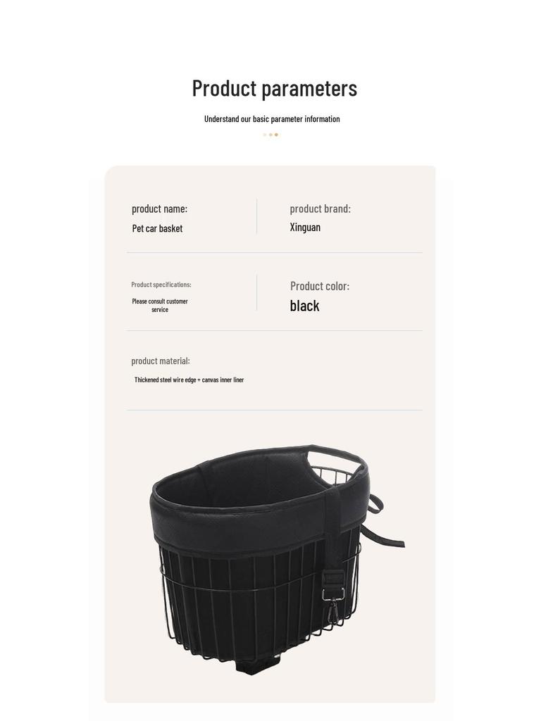 Pet Bike Basket for Small Cats & Dogs - Outdoor Front Frame Cycling Accessory