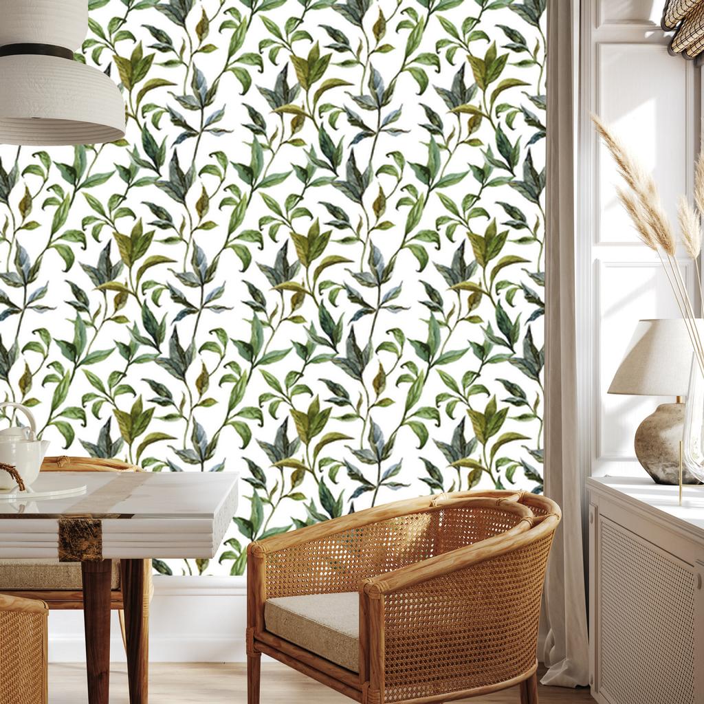 Watercolor Leaves Wallpaper for Living Room and Bedroom 50x1000